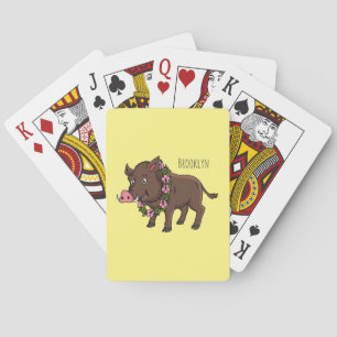 Niedlicher Cartoon Wildschweine und Blume Spielkarten