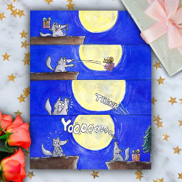 Niedlicher Cartoon Wolf Comic Danke, Postkarte