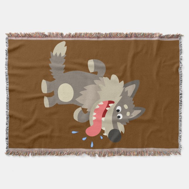Niedlicher Cartoon Wolf Throw Blanket Decke (Vorderseite)