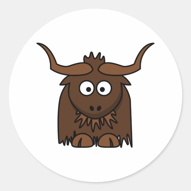 Niedlicher Cartoon Yak Runder Aufkleber (Vorderseite)