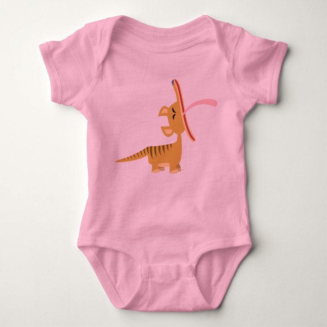 Niedlicher Cartoon Yawning Thylacine Baby T - Shir Strampler (Vorderseite)
