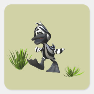 Niedlicher Cartoon Zebra Duck Quadratischer Aufkleber