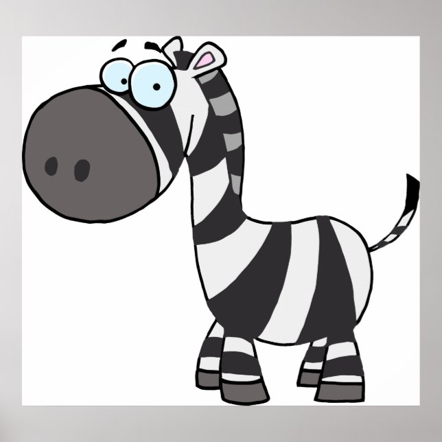 Niedlicher Cartoon Zebra Funny Animal Character Poster (Vorne)