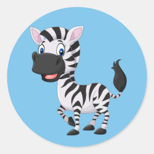 Niedlicher Cartoon Zebra Hintergrund Runder Aufkleber