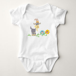 Niedlicher Cartoon Ziege und Blume Baby-Bekleidung Baby Strampler