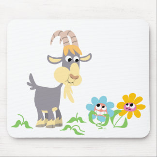 Niedlicher Cartoon Ziege und Blume Mousepad