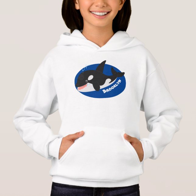 Niedlicher Cartoon zur Illustration von Wal Hoodie (Vorderseite)