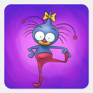 Niedlicher Cartoonaufkleber Quadratischer Aufkleber