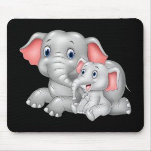 Niedlicher Cartoonelefant mit Baby Mousepad