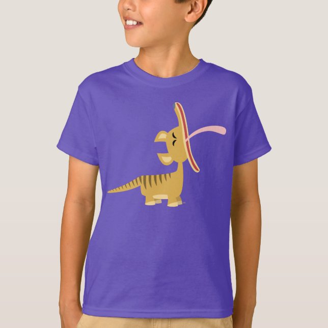 Niedlicher Cartoongähnender Thylacine scherzt T - T-Shirt (Vorderseite)