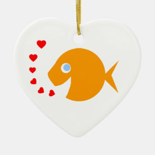 Niedlicher CartoonGoldfish mit den blauen Augen Keramikornament