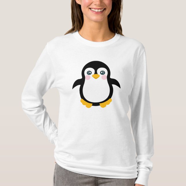Niedlicher Cartoonpenguin-Entwurf T-Shirt (Vorderseite)