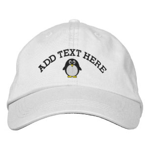 Niedlicher CartoonPenguin mit individuellem Namen Bestickte Baseballkappe