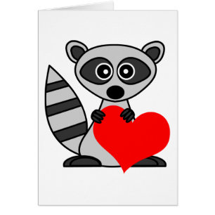 Niedlicher CartoonRaccoon, der Herz hält