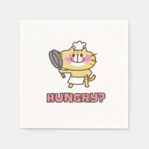 Niedlicher Cat Cartoon Koch Pink Funny Kids Party Serviette