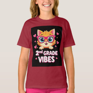 Niedlicher Cat Cartoon mit Brille - Vibes der zwei T-Shirt