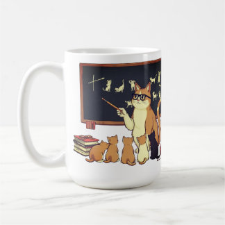 Niedlicher Cat Classroom Lehrer Illustration Art Kaffeetasse