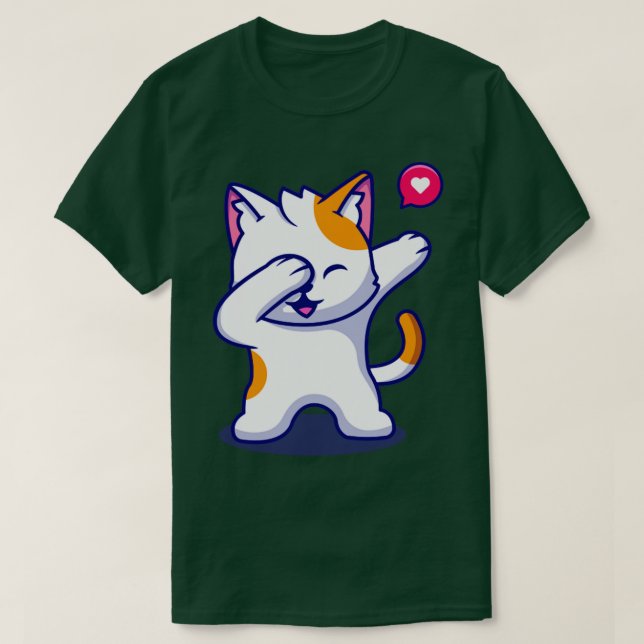 Niedlicher Cat Dabbing Cartoon T-Shirt (Design vorne)