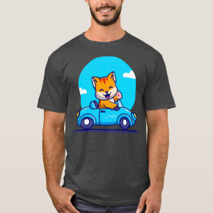 Niedlicher Cat Driving Car Cartoon T-Shirt