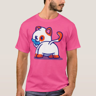 Niedlicher Cat Eating Fish Fish Cartoon1 T-Shirt