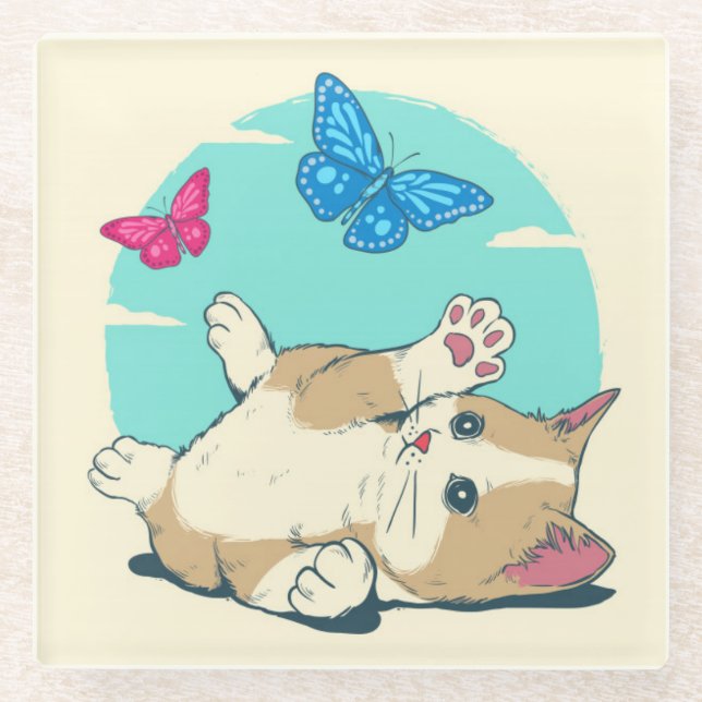 Niedlicher Cat Glass Untersetzer (Vorderseite)