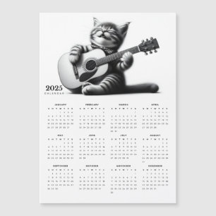 Niedlicher Cat Guitarist Scarf 2025 Magnetkalender Magnetkarte