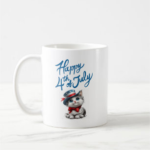 Niedlicher Cat Happy Amerikanische Unabhängigkeits Kaffeetasse