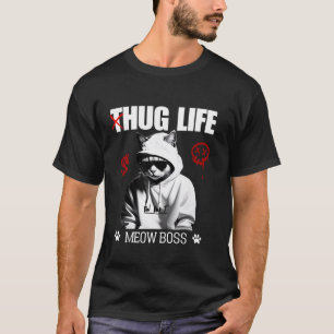Niedlicher Cat Hug Leben Funny Thug Gangster Hipho T-Shirt