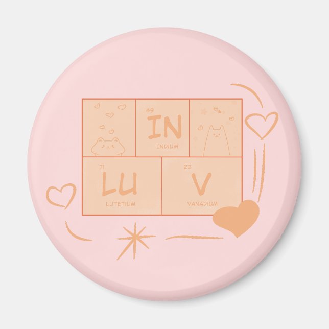 Niedlicher Cat "In LuV"-Magnet Magnet (Vorne)