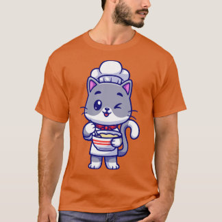 Niedlicher Cat Koch Kochen Cartoon T-Shirt