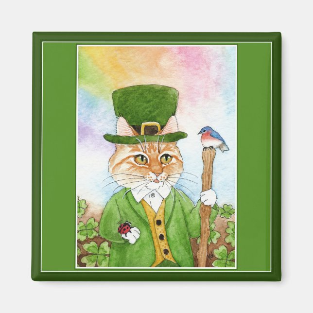 Niedlicher Cat Leprechaun St Paddy's Day Magnet (Vorne)