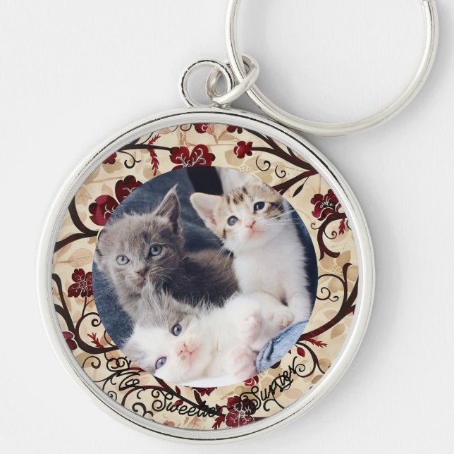 Niedlicher Cat Lover Memorial Foto Schlüsselanhäng Schlüsselanhänger (Vorne)