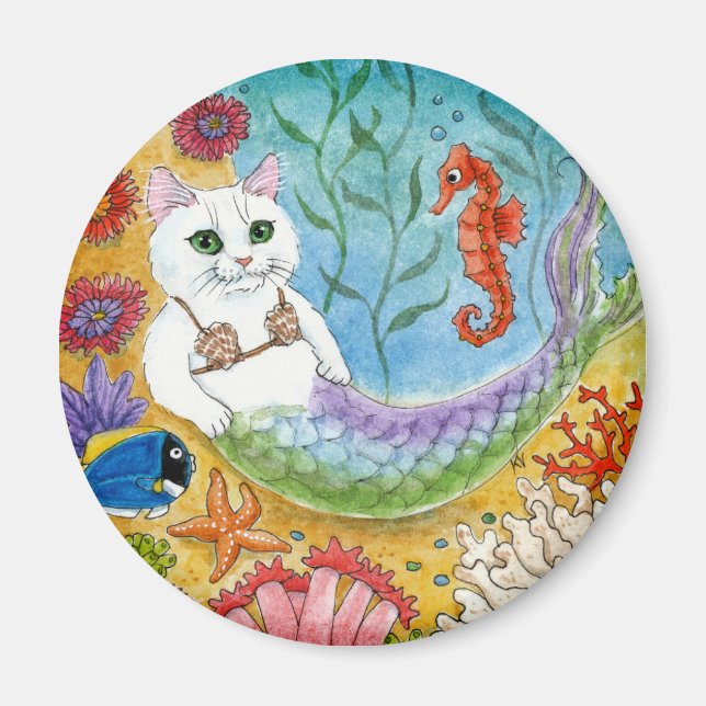 Niedlicher Cat Mermaid Seepferd Unterwassermagnet Magnet (Vorne)