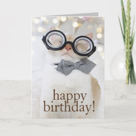 Niedlicher Cat Nerd Brillen Grußkarte zum Geburtst Karte