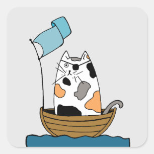 Niedlicher Cat Pirate Quadratischer Aufkleber