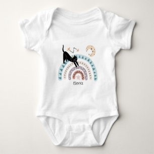 Niedlicher Cat Rainbow Unicorn Individuelle Name Baby Strampler