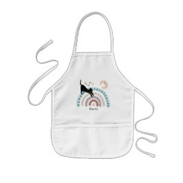 Niedlicher Cat Rainbow Unicorn Individuelle Name Kinderschürze