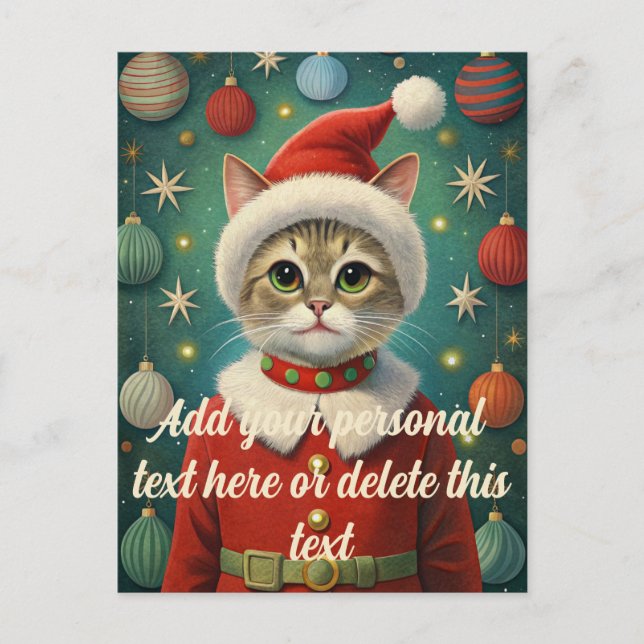 Niedlicher Cat Santa Claus Weihnachten Postkarte (Vorderseite)