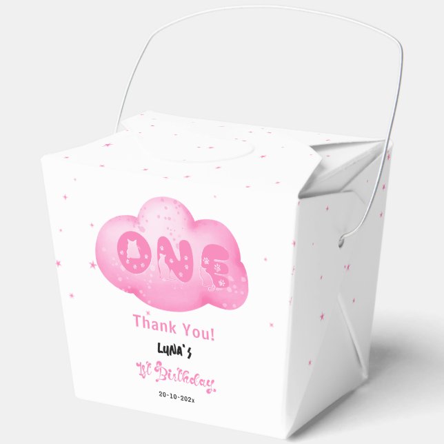 Niedlicher Cat Schriftart Wasserfarbe Rosa Wolke 1 Geschenkschachtel (Vorderseite)