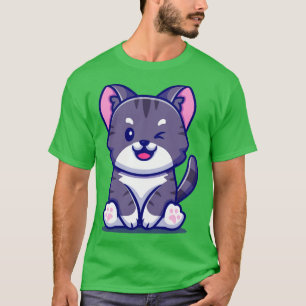 Niedlicher Cat Sitting Cartoon2 T-Shirt