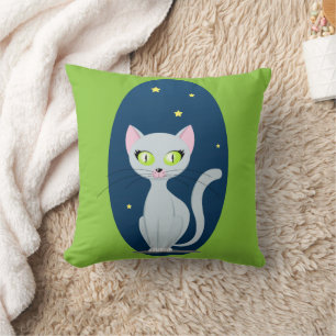 Niedlicher Cat Starry sky Cartoon Rosa Grün Kissen