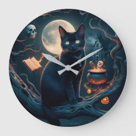 niedlicher Cat-Tag inspiriert Halloween-Feier Deko Große Wanduhr