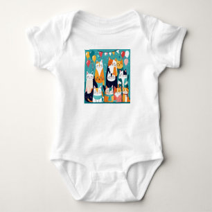 Niedlicher Cat-Themed Happy Geburtstag Baby Strampler