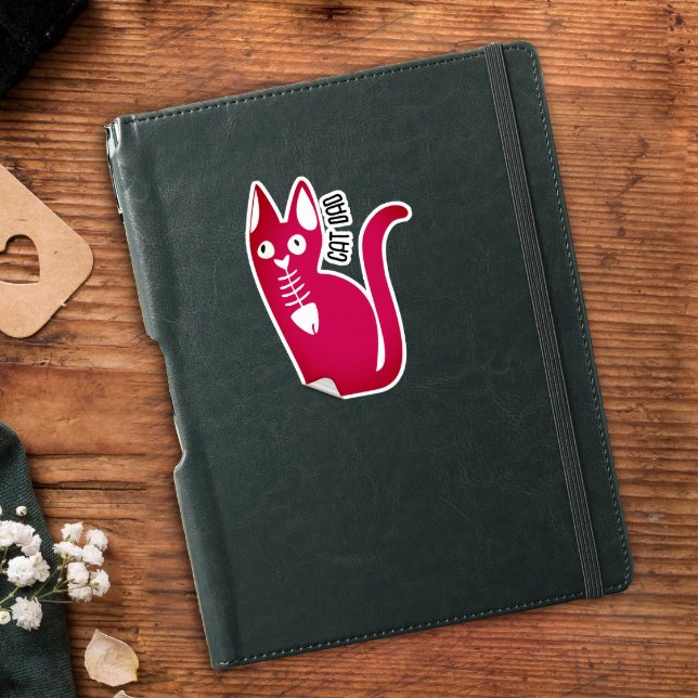 Niedlicher Cat Vater Spaß Spaß Roter und Weißer Fi Aufkleber (Von Creator hochgeladen)