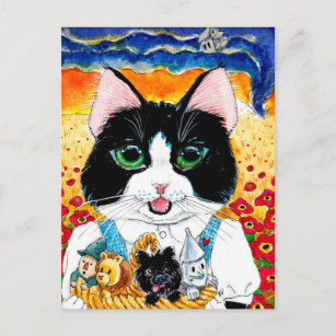 Niedlicher Cat Wizard von Oz Postcard Postkarte