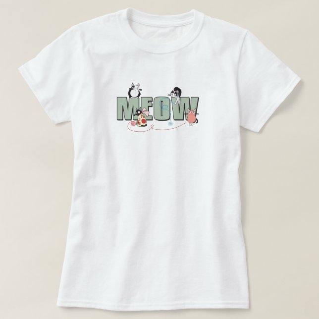 Niedlicher Cat & Yarn-T - Shirt (Design vorne)