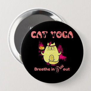 Niedlicher Cat Yoga - "atmen, reinigen" Button