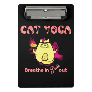 Niedlicher Cat Yoga - "atmen, reinigen" Mini Klemmbrett