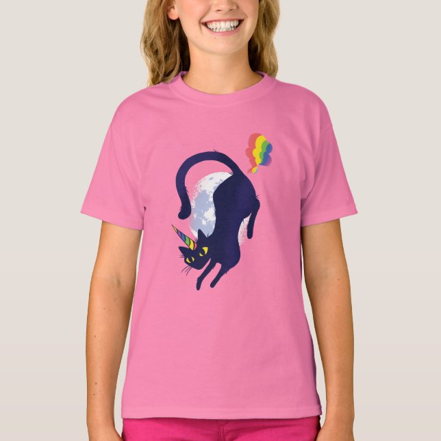 Niedlicher Caticorn schwarze Katzeunicorn-T - T-Shirt (Vorderseite)