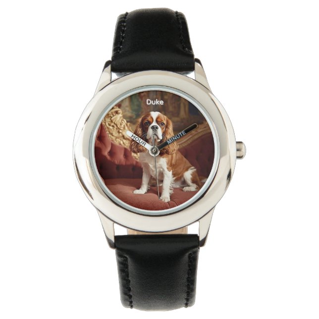 Niedlicher Cavalier King Charles Kid's Personalisi Armbanduhr (Vorderseite)